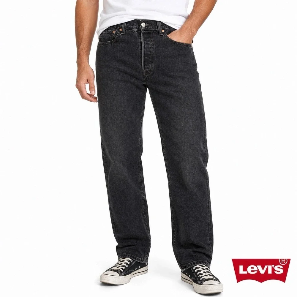 Levi's 501 Original Fit Jeans Men's 34x32 Black Button Fly Straight Denim Worn